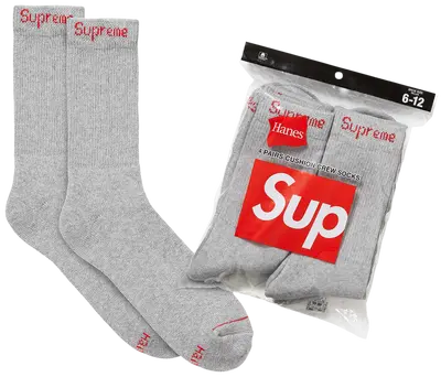 Supreme Hanes Crew Socks (4 Pack) White