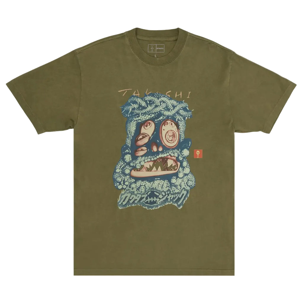 Travis Scott Cactus Jack x Takashi Murakami Melted Utopia Dream Zodiac Tee Olive