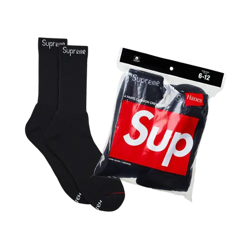 Supreme Hanes Crew Socks (4 Pack) White
